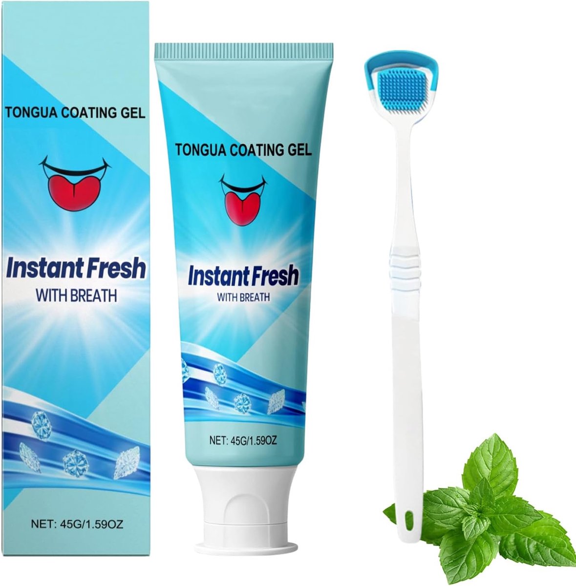 Tongreinigingsset - tongengel en tongreiniger - verwijdert tongplak - voor frisse adem - ShopVlot