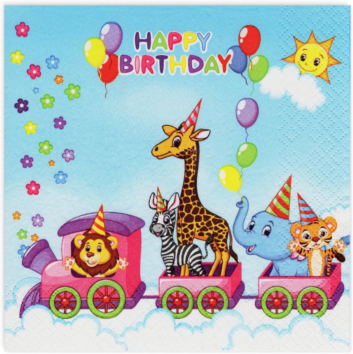 Papieren servetten 33 x 33 cm - dieren uit de zoo - vrolijke ontwerpen - ideaal voor kinderfeestjes - ShopVlot