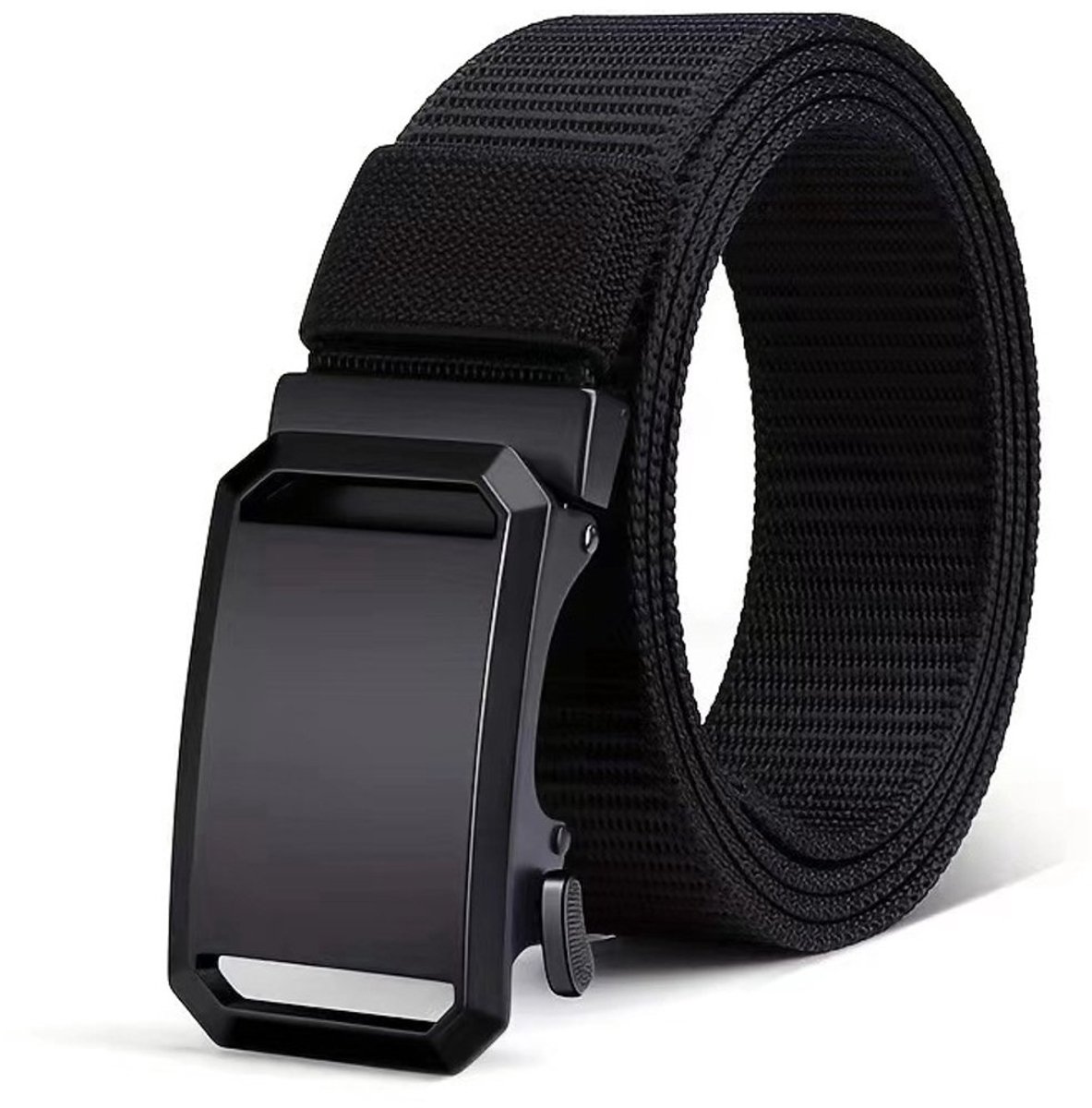 Casalora Heren Riem - Heren Nylon Riemen Automatische Gesp - Verstelbaar 70-120cm - Casual - Zwart