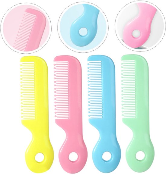 12 stuks - Babyhaarkam - Haarborstel - Kam met ronde tanden - Haarkam voor gladmakend haar - Haartrimkam - Roze, geel, blauw, groen - Geschikt voor pasgeborenen, baby's (meisjes en jongens), kinderen en baby's — afbeelding 5
