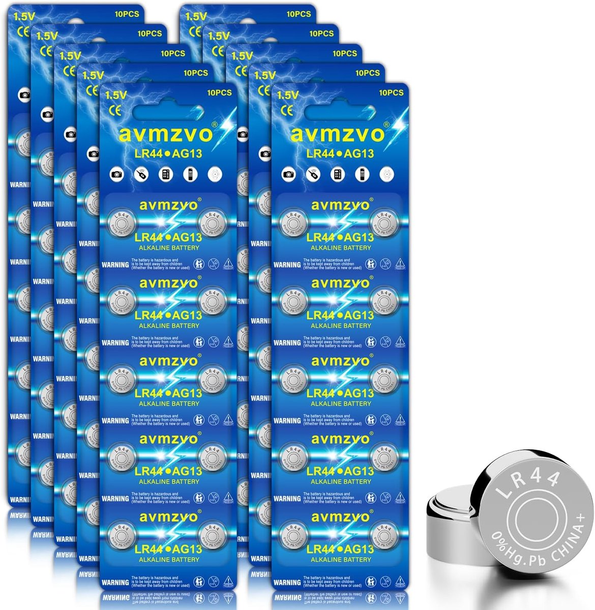 LR44 100 Button Cell Batteries, 1.5 V, Long-lasting Performance, AG13/357/357A/A76/L1154 for Toy Calculator, Measuring - ShopVlot