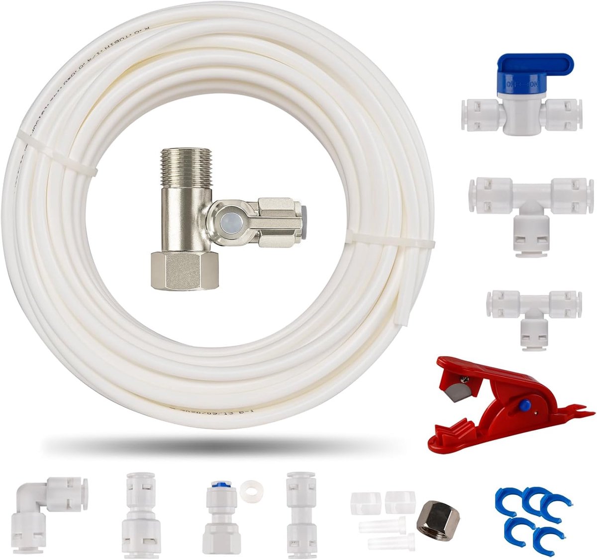 ilauke 15m Water Supply Tube, Fridge Connector Set with 1/4 Inch PE Pipe Hose, Water Filter Fitting for RO Filter - ShopVlot