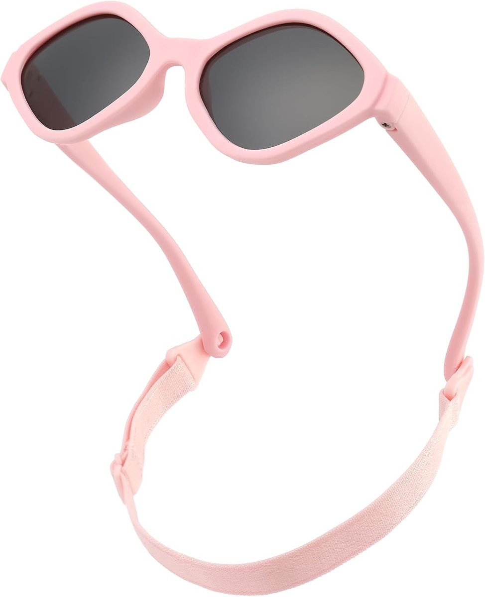 0-24 Months Polarised Baby Sunglasses with Band Geometric Shape Flexible Soft for 0-2 Years - ShopVlot