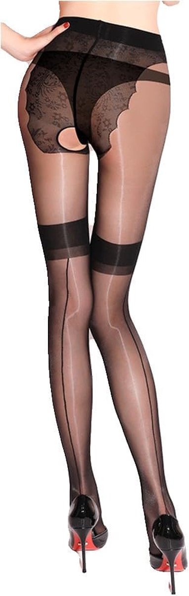 krautwear Women's Suspender Stockings Tights Strapless Lace Black (2022), One Size, black (2022) - ShopVlot