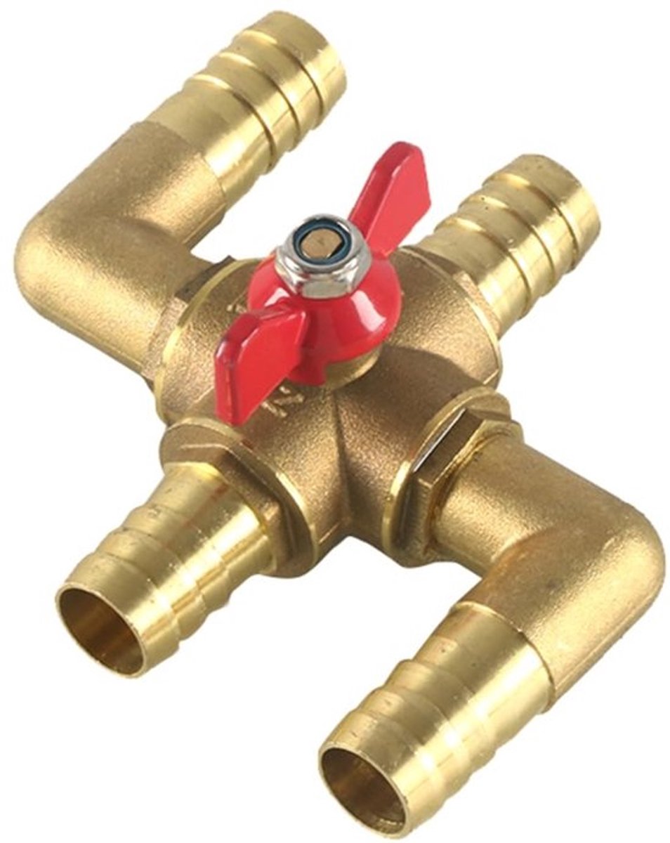 Verwarmingsregelklep 4-weg - Handmatige Waterregelklep - Massief Messing - Geschikt voor 5/8 inch/3/4 inch - Werktemperatuur - Druk 1.6Mpa - Waterklep