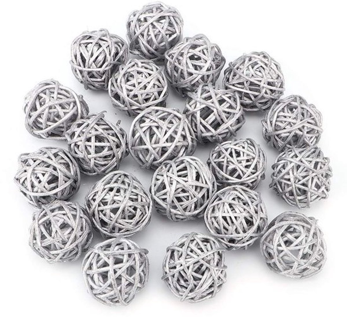 Rotan Ballen - 20 Stuks - Decoratieve Bollen - Vaasvullers - Bruiloft/Kerstversiering - Hoogwaardig Rotanhout - Diameter 3 cm - Decoratieballen