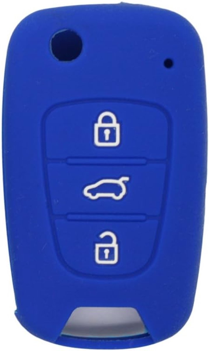 Silicone Cover Protector Case Skin Jacket fit for HYUNDAI KIA 3 Button Flip Remote Key Fob CV2152 Blue - ShopVlot