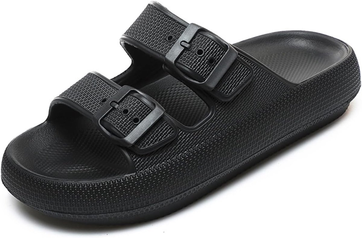 Cloud Sliders Women Men Sandals with Adjustable Buckles, Shower Bathroom Non-slip Quick Dry Open Toe Super Soft - ShopVlot