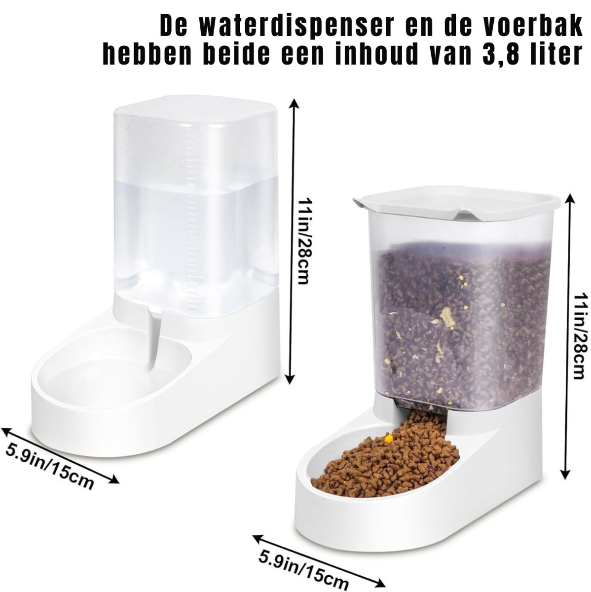 Ploutos® Drinkfontein Kat - Voerautomaat Kat - Automatische Voerbak Kat - Wit - 31cm x 17cm x 35cm