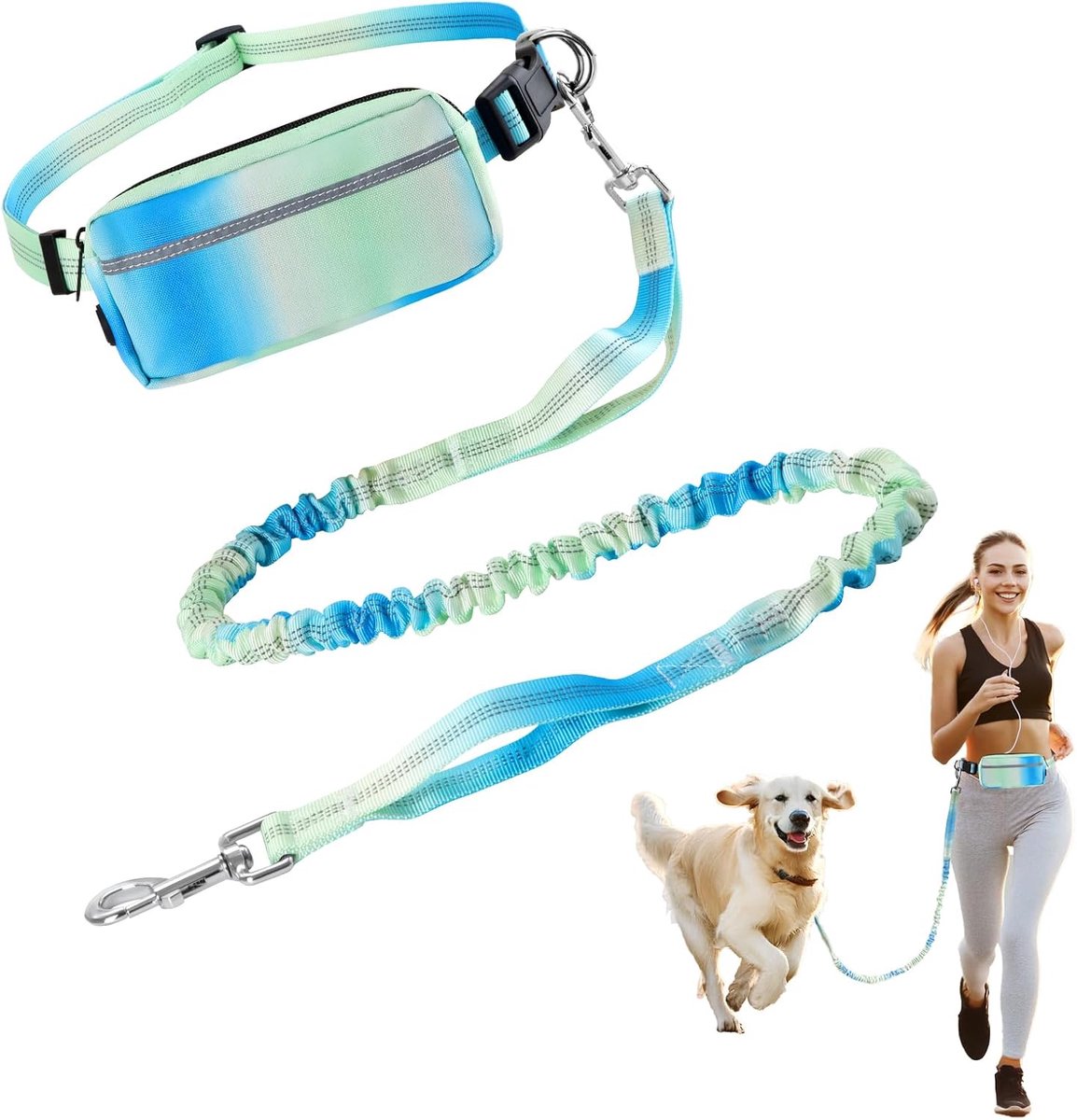 Dog Jogging Lead with Belly Strap, Running Belt, Dog Lead for Large and Medium Dogs, Adjustable Dog Leash with - ShopVlot