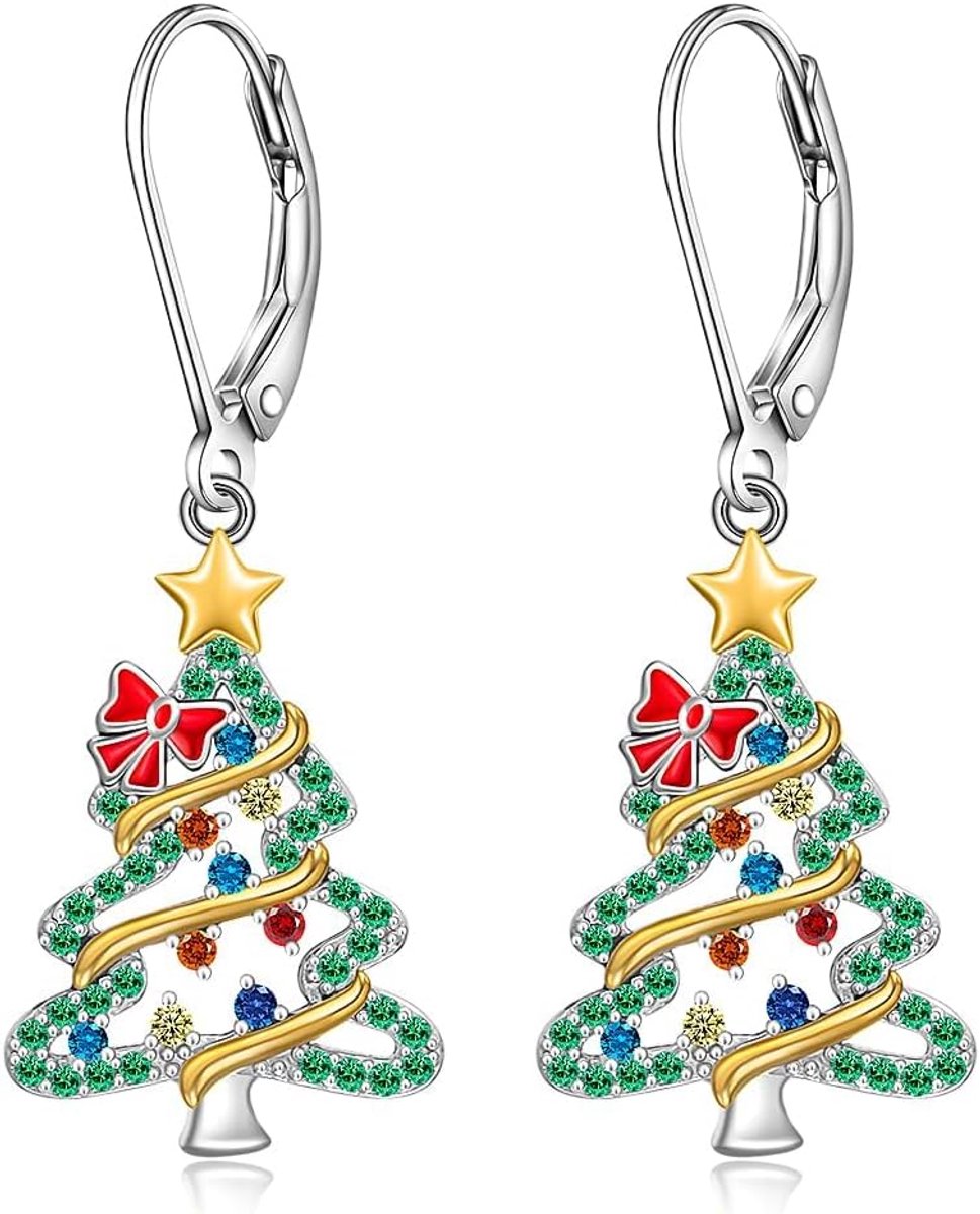 Christmas tree earrings for women christmas tree necklace christmas gifts hanging earrings christmas tree ornaments - ShopVlot