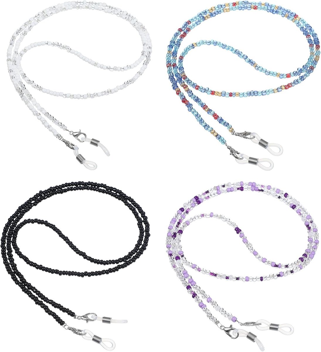 4 Stuks Oogglazen Kettingen voor Vrouwen, Kralen Ketting Rond de Nek, Vintage Stijl Met Veilige Lussen en Leesbril Houder