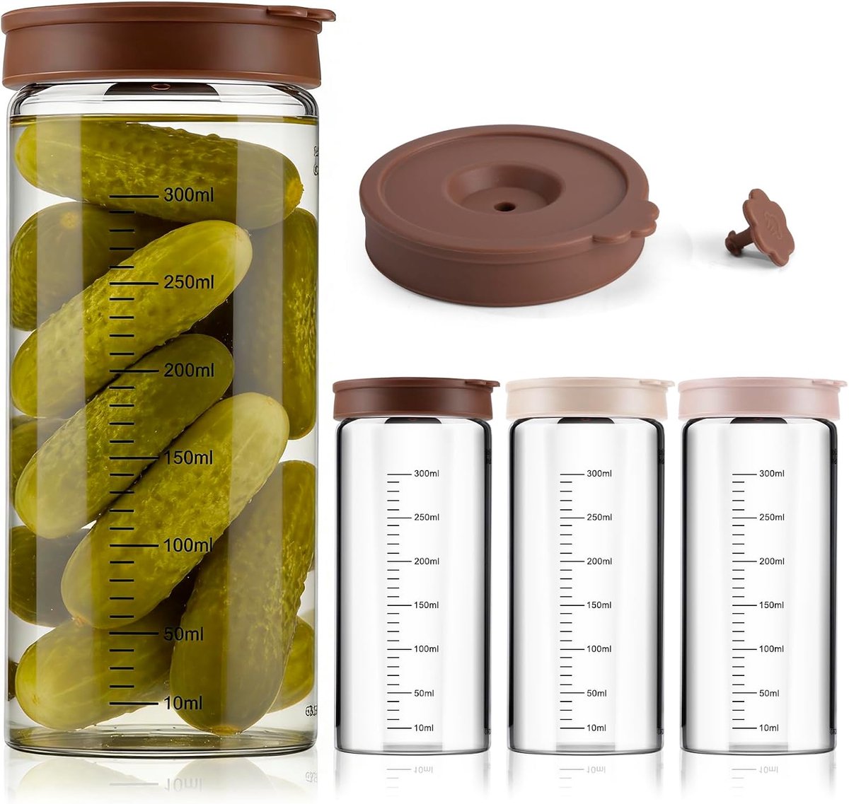 Fermenteglazenset met fermenteeropzetstuk voor fermentatieglas met ontluchtingsventiel, 300 ml, verpakking van - ShopVlot