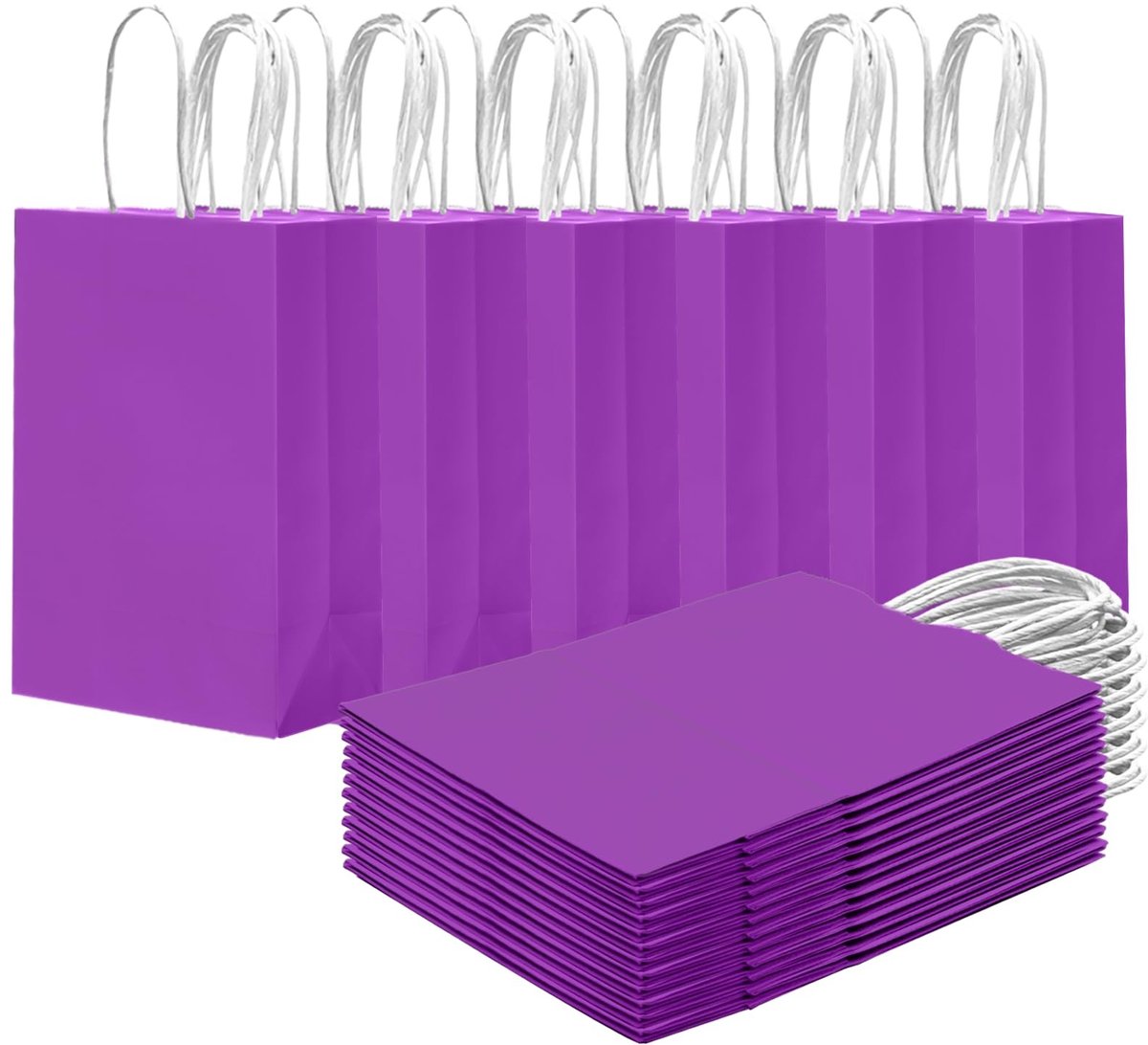 Solidchoice - Set van 24 Paarse Cadeauzakjes met Handvatten