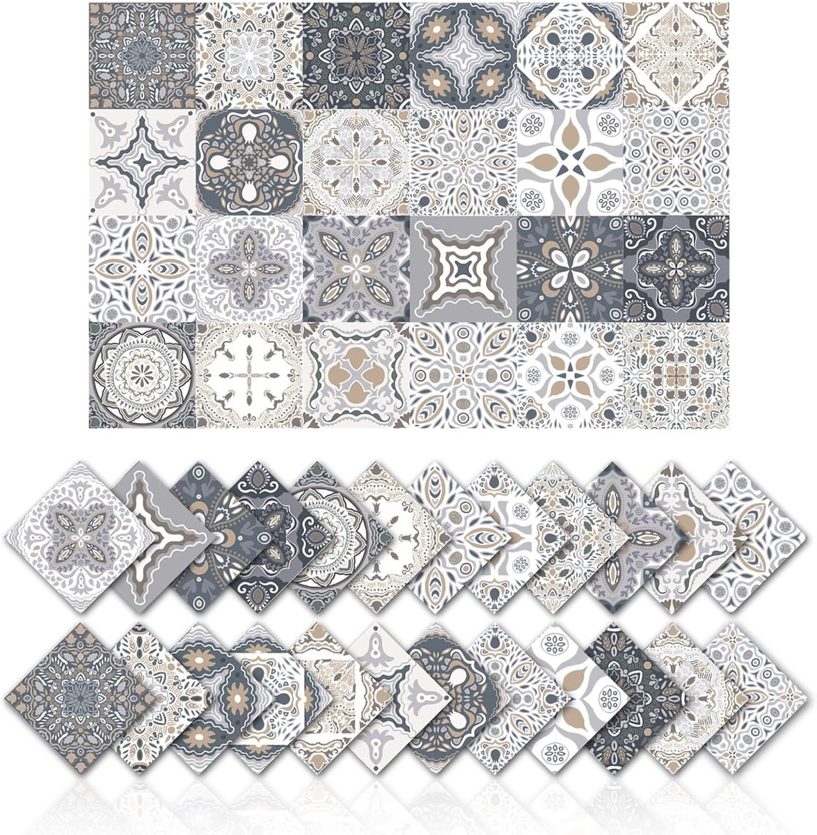 24 Pieces Tile Stickers Wall Decoration Bathroom Kitchen Bathroom Wall Stickers Waterproof PVC Decorative Stickers - ShopVlot