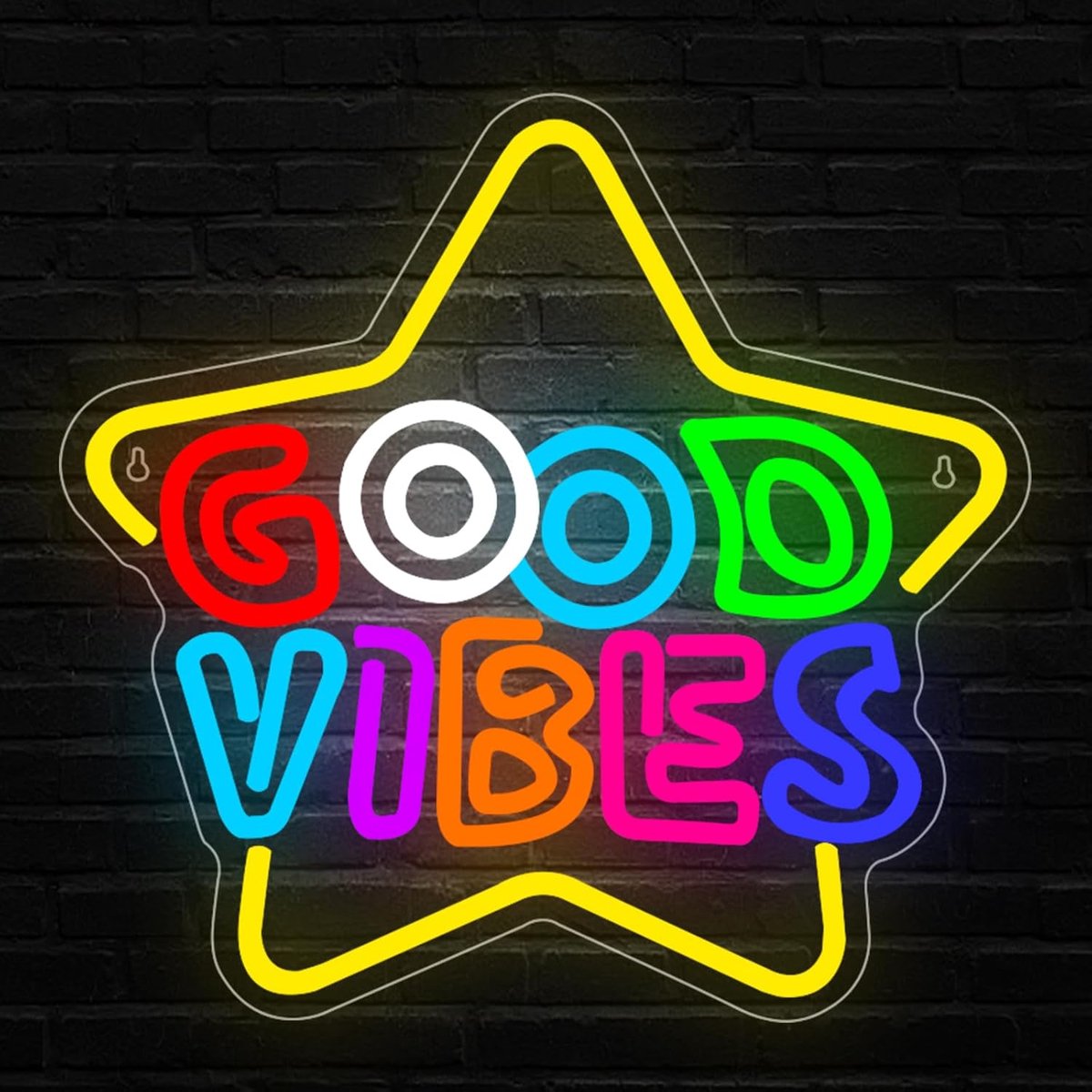GOOD VIBES Neon Sign Letter LED Letters Neon Light Personalizable Dimmable Wall USB Light for Home Bedroom Living Room - ShopVlot