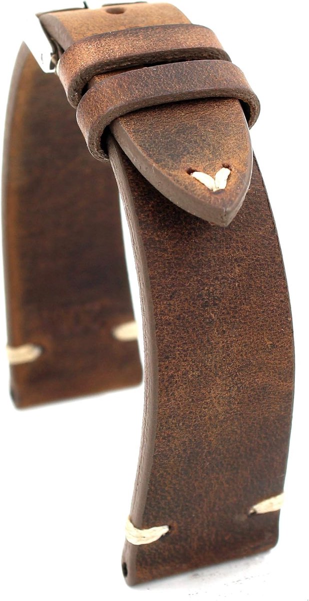 Sulla Sagittarius 22mm/18mm Vintage Cowhide Leather Watch Strap Handmade Rios1931 Brown Bog Oak, 22mm, Leather, No - ShopVlot