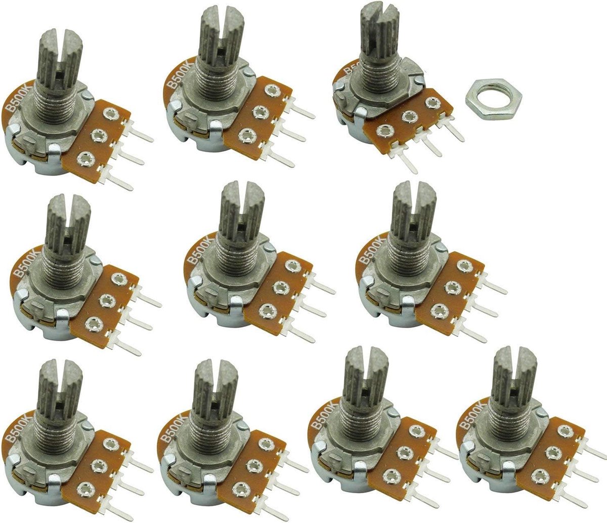 10PCS B1K 1K Ohm Adjustment Single Linear Rotary Taper potentiometer shank 15mm, 500K. - ShopVlot