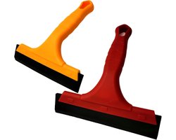 CYBERNOVA 2 stuks Rubberen schraper - raamwisser - ijskrabber voor ramen - douche - rubberen schraper wisser voor raam - douche - auto - deur - glas water en sneeuw verwijderen - antislip kunststof handvat