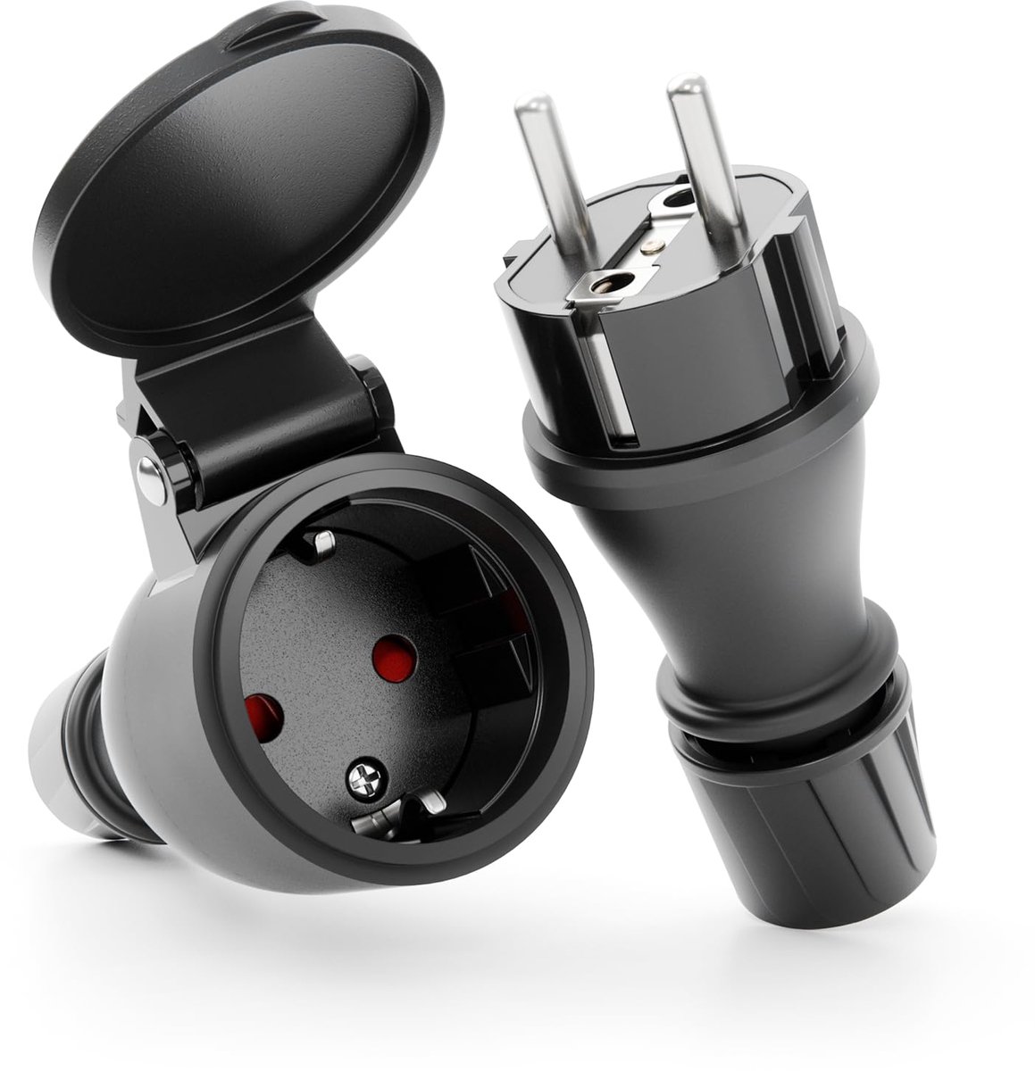 GREATE 230 V Schuko Stekker Koppelingsset - Elk 1 x Stekker en Koppeling 230 V Waterdicht Volgens IP54 Met - ShopVlot