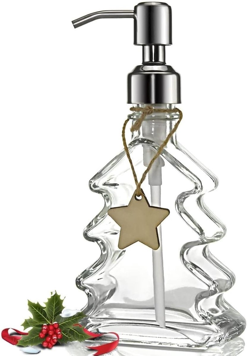 Christmas Tree Soap Dispenser with 304 Rust Resistant Stainless Steel Pump Decorative Bathroom Soap Dispenser Ideal - ShopVlot