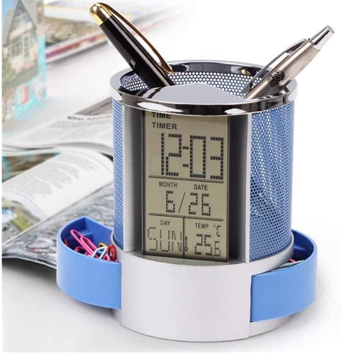 Leuke tijd penhouder desktop penhouder multifunctionele schattige desktop ornament geschikt voor bureau thuis school - ShopVlot