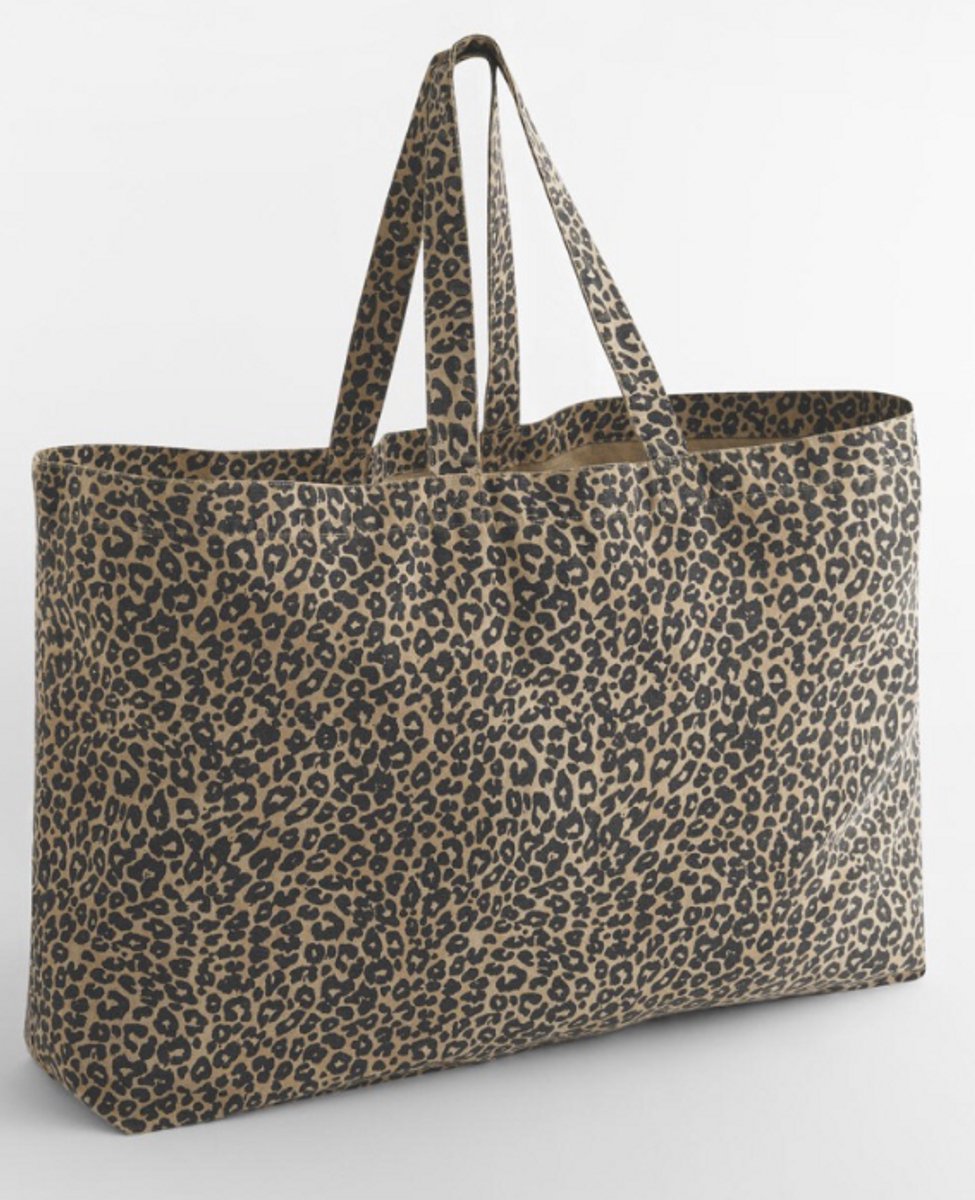 Leopard Print Canvas Oversized Tote Bag- strandtas- boodschappentas- sporttas-vakantietas- luier tas- weekendtas.
