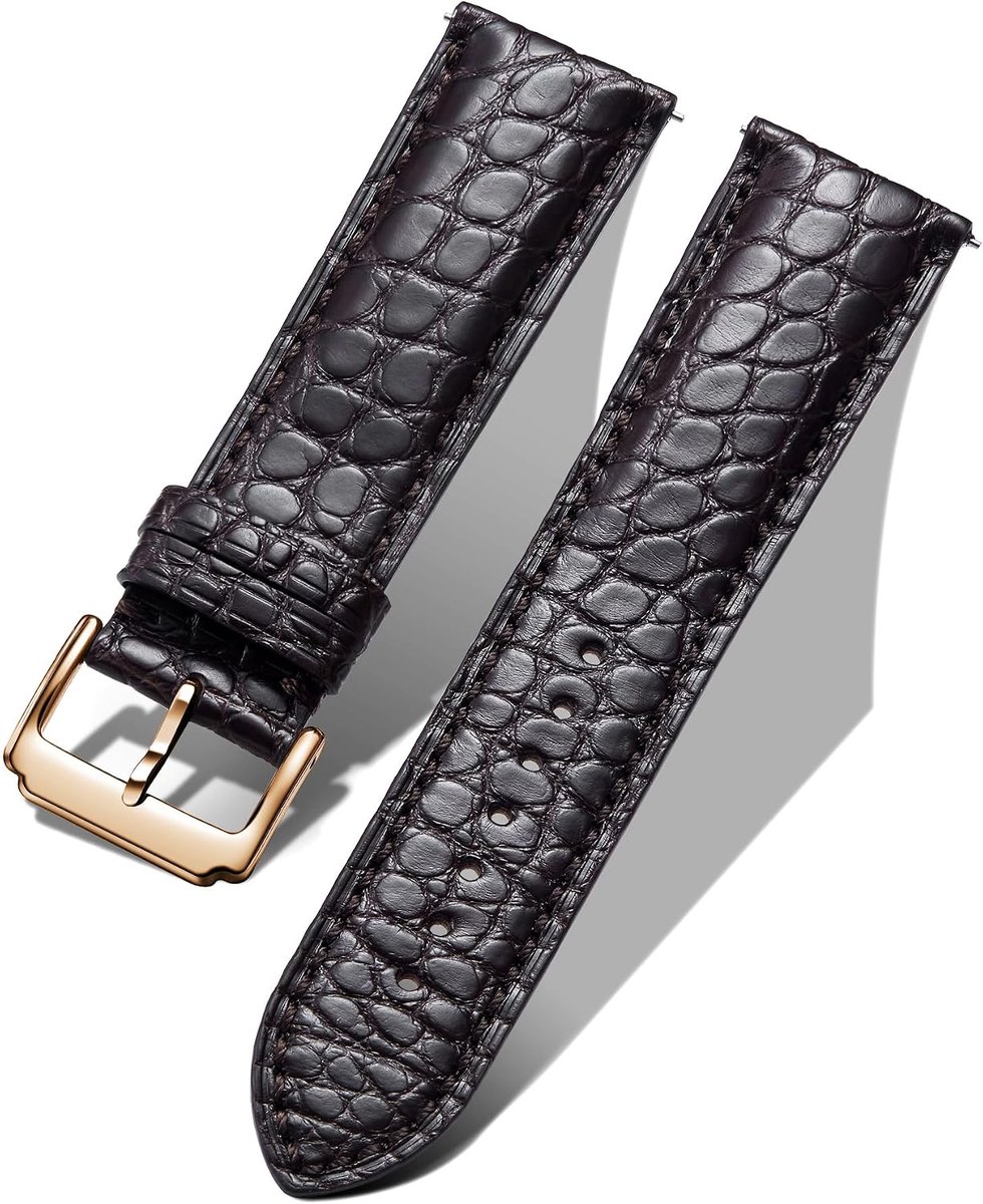 BINLUN Alligator Leather Watchbands for Men Watch Straps Handmade Crocodile Grain Quick Release Replacement Genuine - ShopVlot