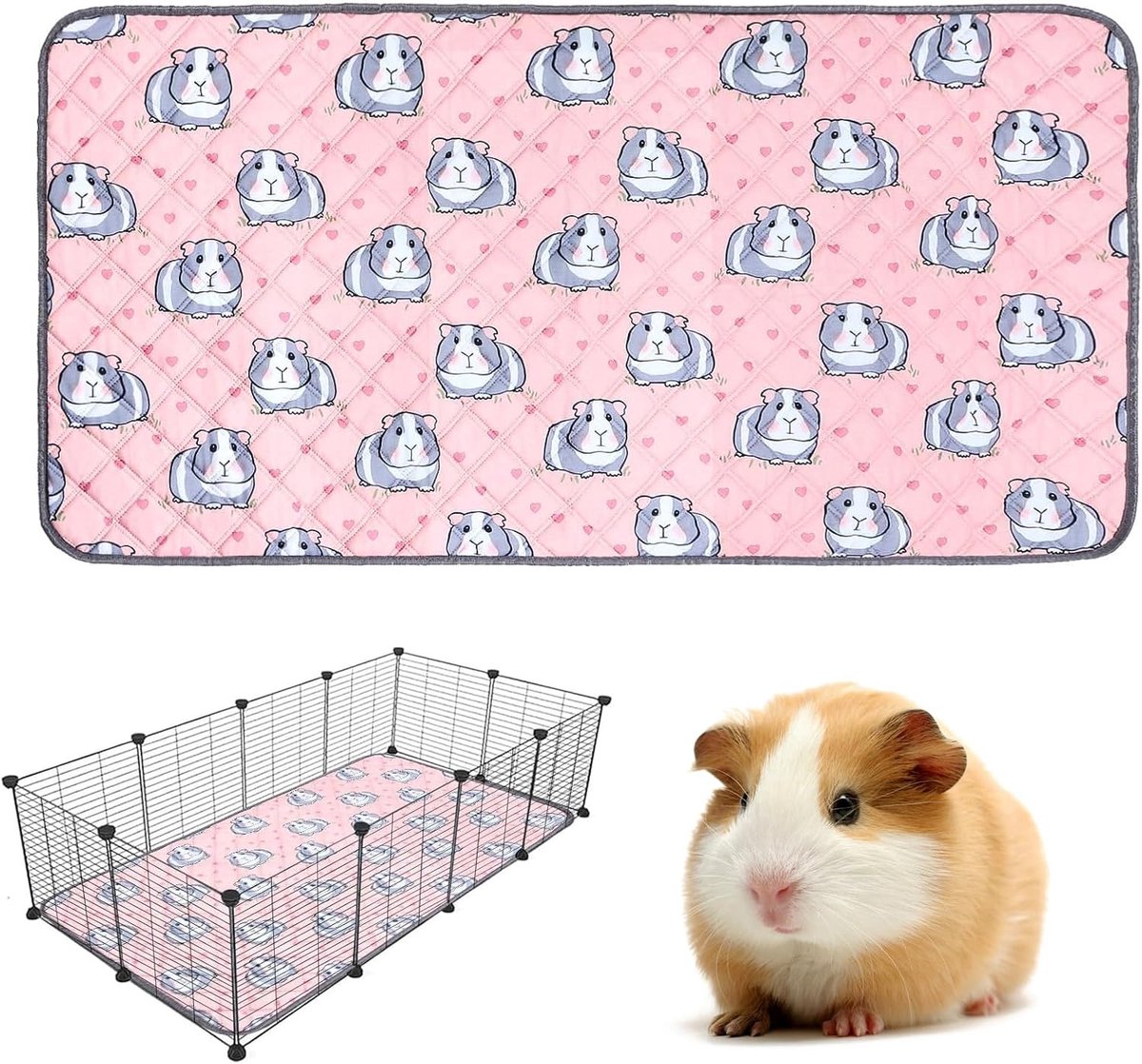 Guinea Pig Cage Mat, Reusable Absorbent Guinea Pig Urine Mat, Air-Dried Urine Mat (Pink Pig, 120 x 60 cm) - ShopVlot