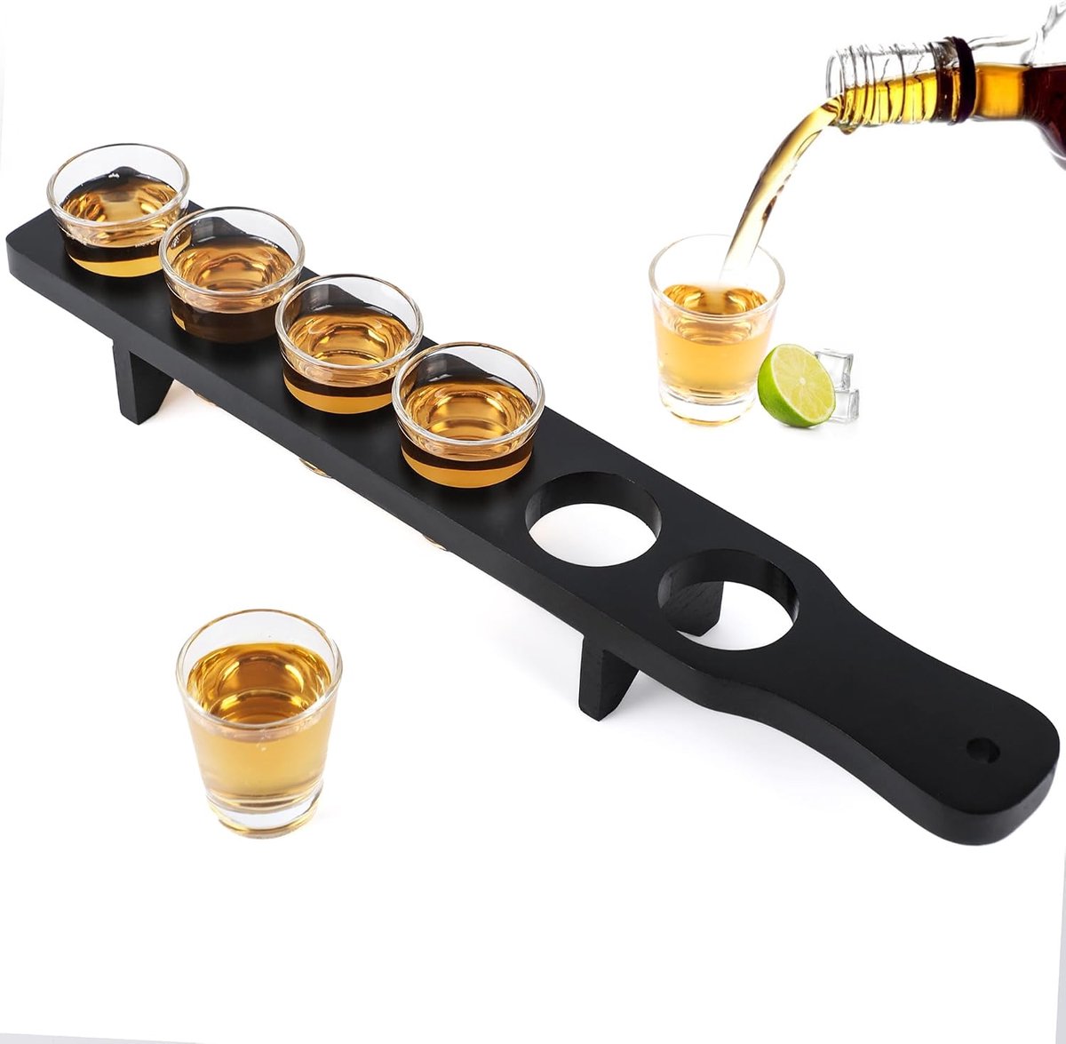 Shot glass holder set includes 6 tequila glasses and a bulk tray, transparent shot set for parties, bar, club - ShopVlot