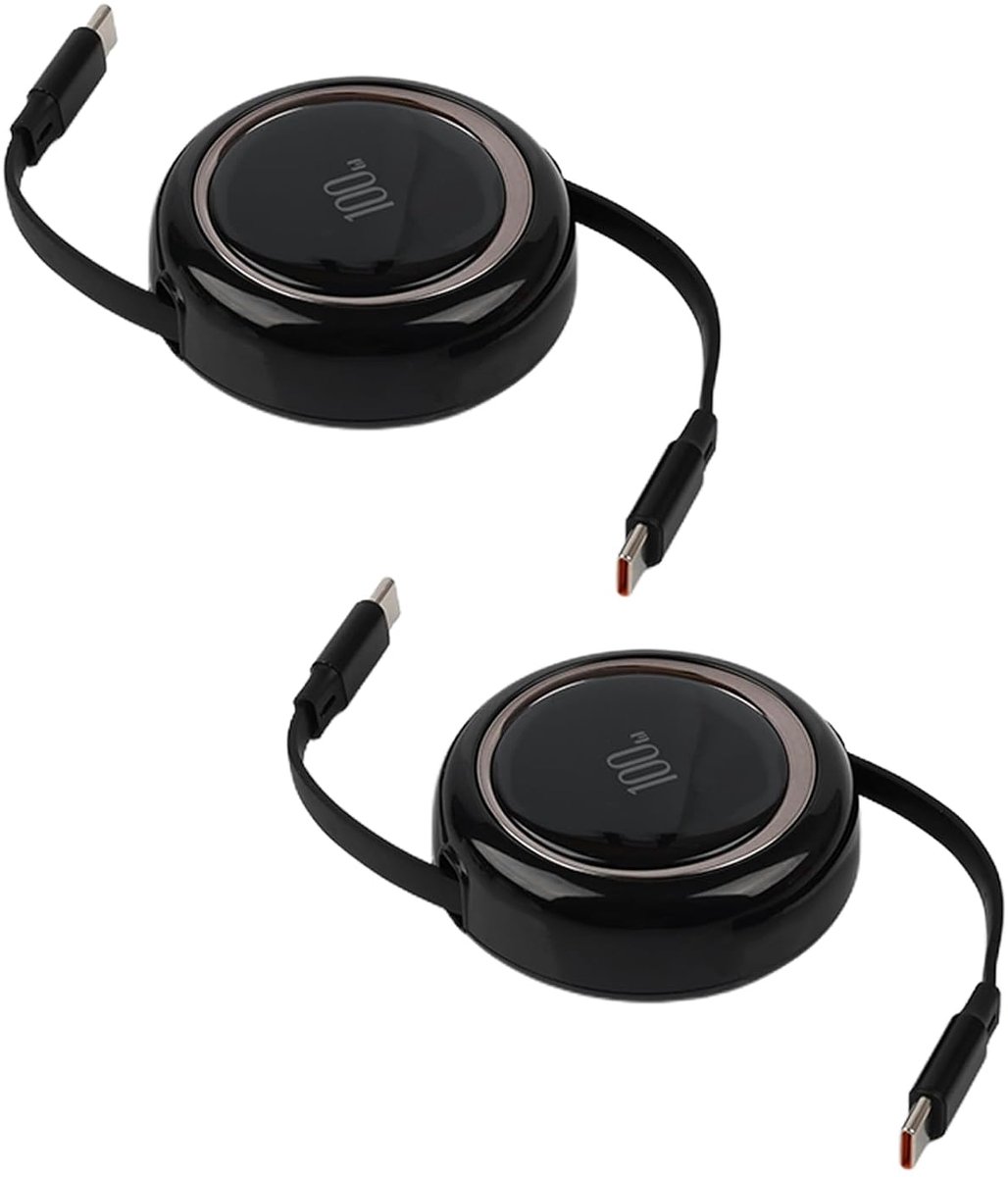 2 stuks USB C naar USB C-kabel, 100 W, intrekbare USB C-kabel, snel opladen 5 A, USB C Mini kabel met 5 vooraf - ShopVlot