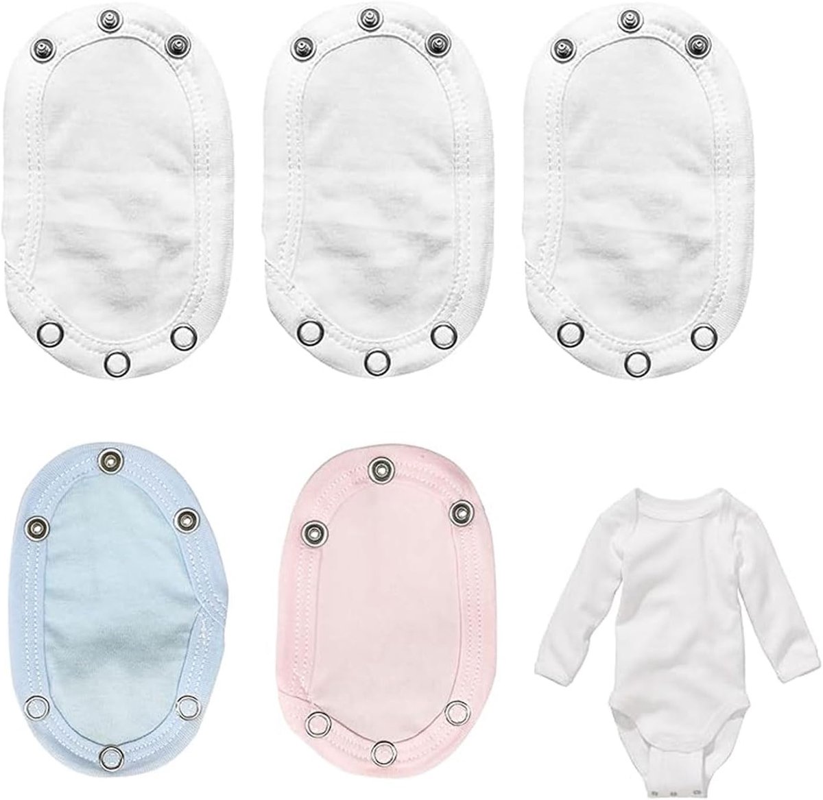 Pack of 5 Baby Body Extensions with Push Button Extension for Adjustable Baby Bodysuits and Diapers with Adjustable - ShopVlot