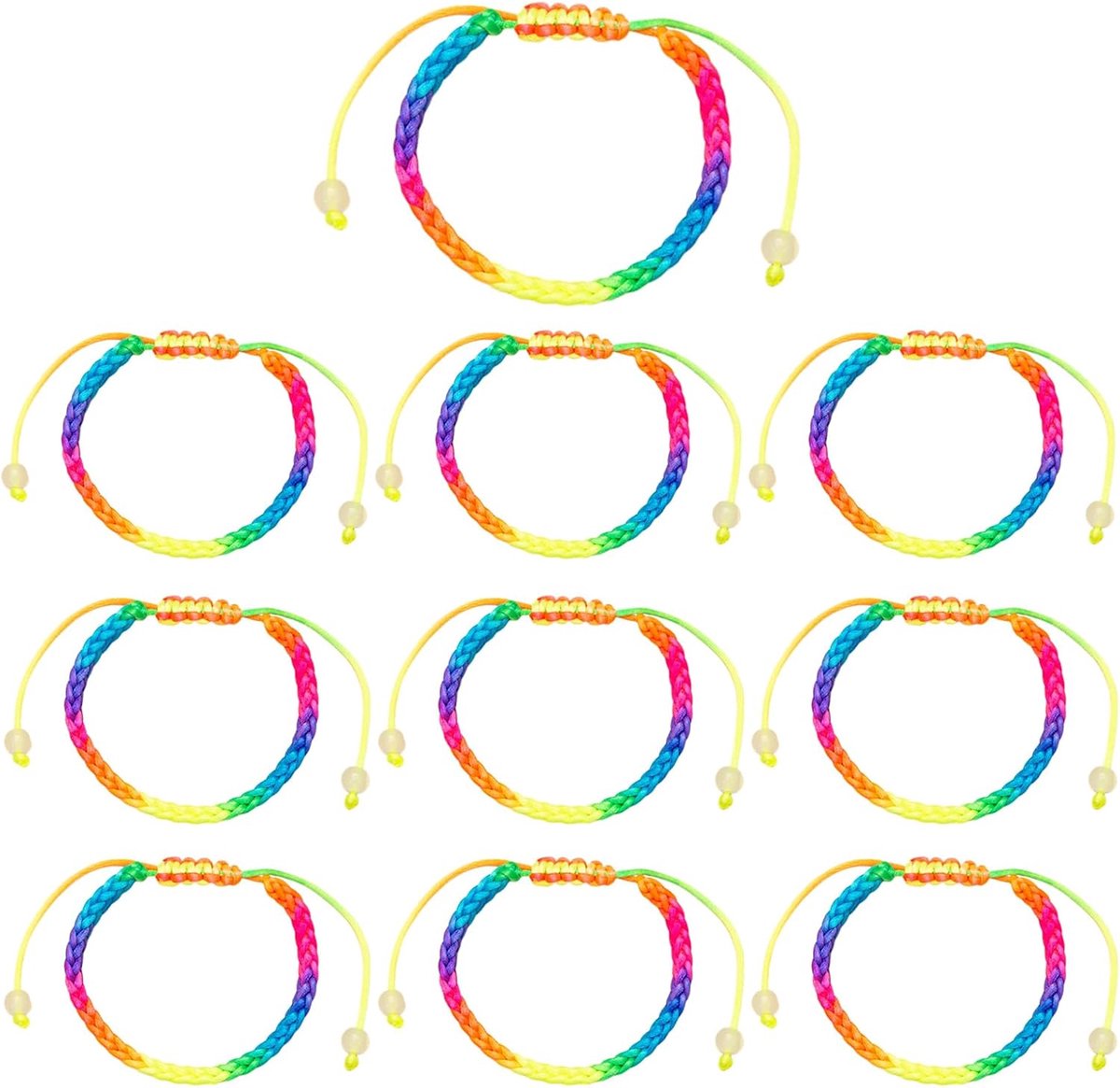Regenboogarmbanden, 10 stuks, handgemaakte gevlochten regenboog-vriendschapsarmbanden en wikkelarmbanden, verstelbare - ShopVlot