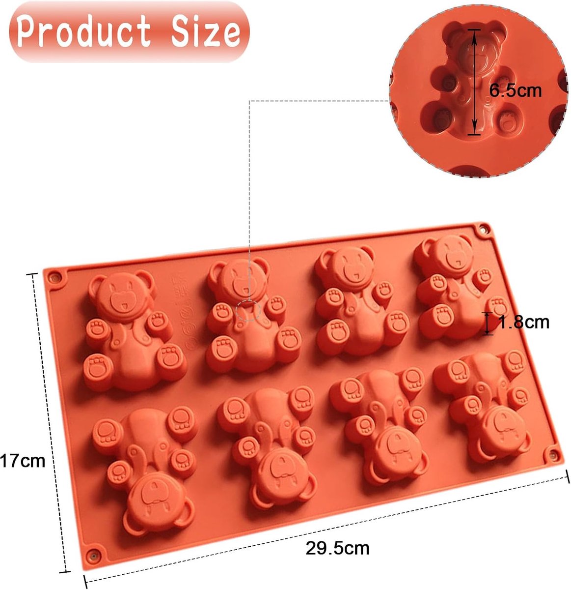 Silicone Baking Mold Bear Shape Cake Molds Nonstick 8 Cavity Fluted Bakeware for Soap, Pastry, Cake, Bread, Kitchen - ShopVlot