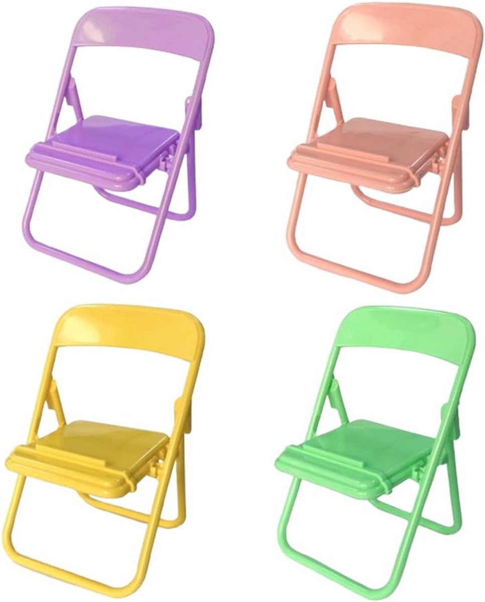 4 Pcs Portable Folding Phone Holder Multi-Color, Mini Chair, Non-Slip, Glasses - ShopVlot