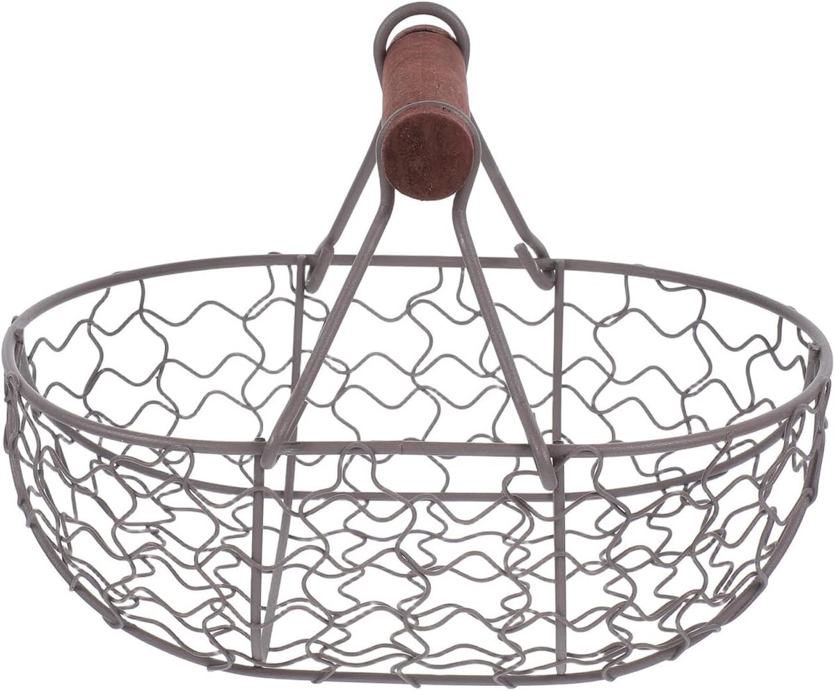 Egg Basket for Collecting Fresh Eggs Farmhouse Metal Wire Egg Basket Vintage Style Egg Collection Basket Fruit Basket - ShopVlot