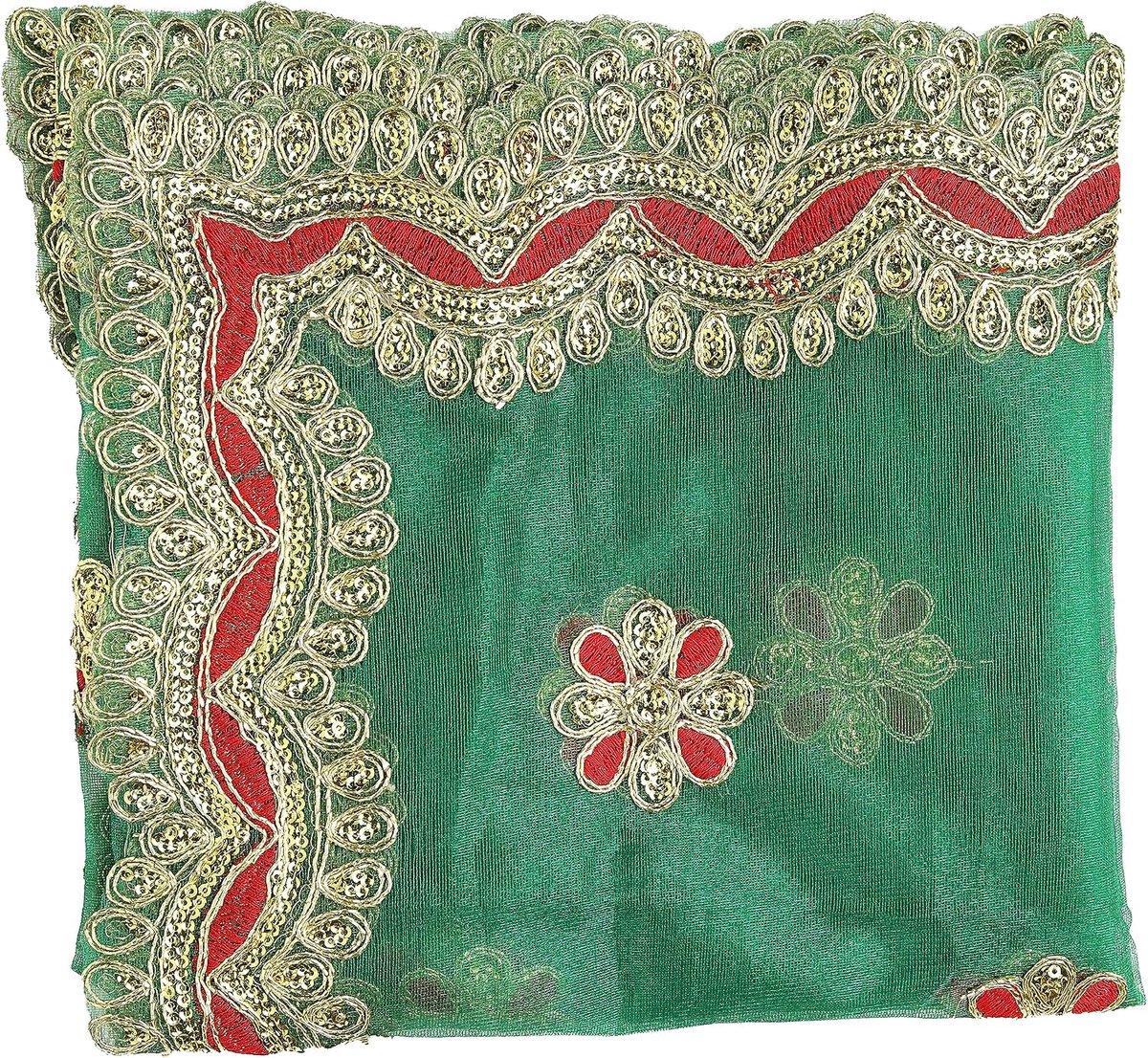 Decorative Chunari Netted Cloth Pooja (Size:- 18 Inch x 38 Inch) Chunni Puja Indian Traditional Festival Housewarming - ShopVlot