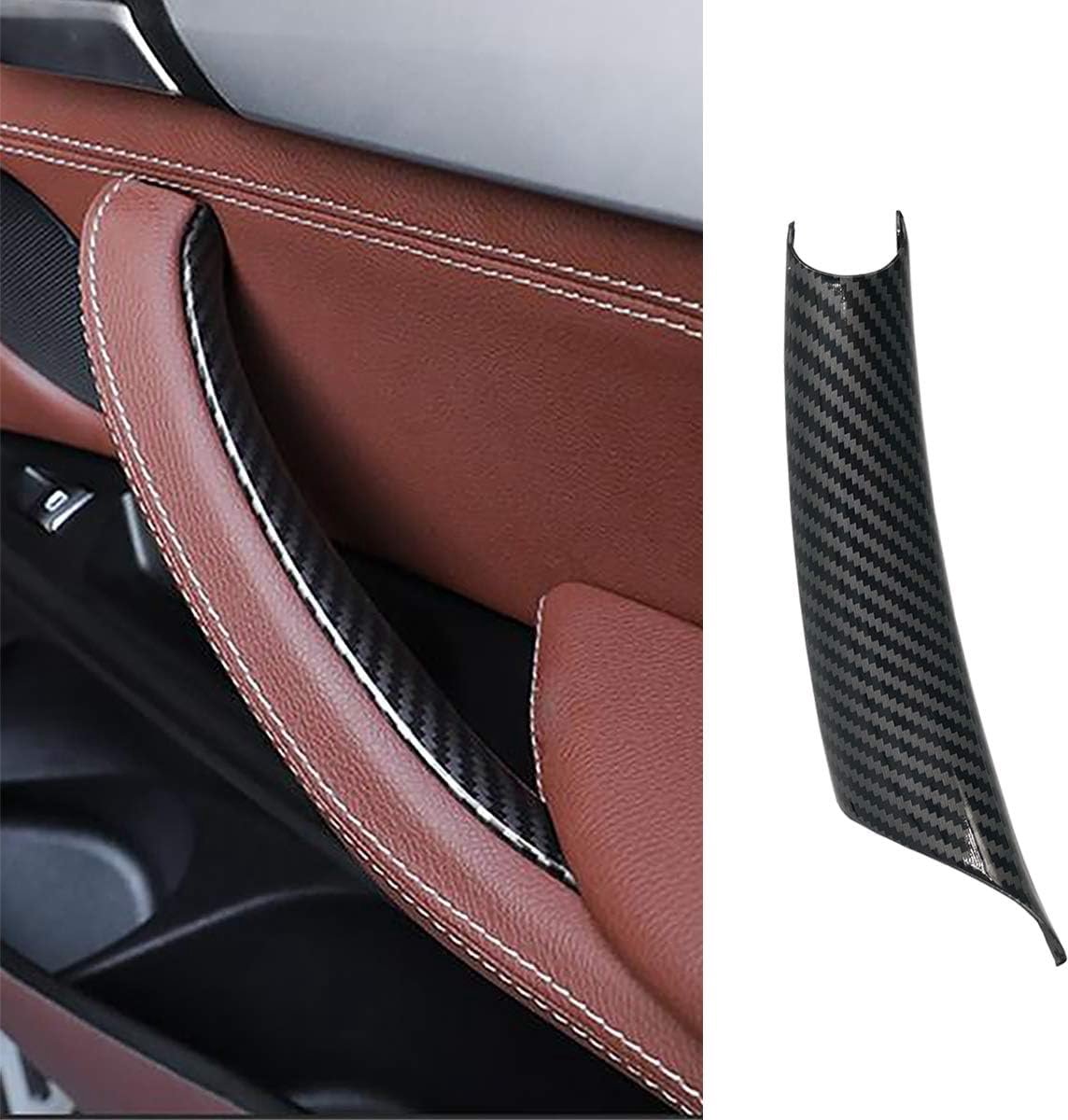TTCR-II Door Handle Cover Compatible with BMW X5 X6, ABS Carbon Fiber Pattern Right Passenger Side Interior Door Pull - ShopVlot