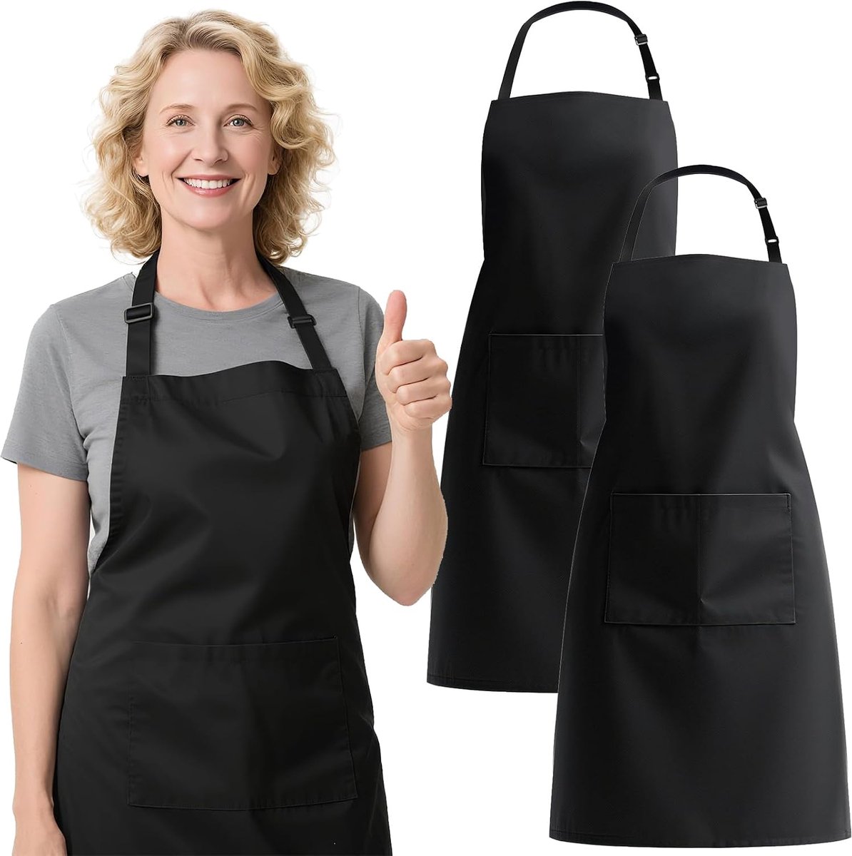 2 Pieces Work Apron for Men and Women, Kitchen Apron for Men and Women, Waterproof Multifunction with Pockets for - ShopVlot