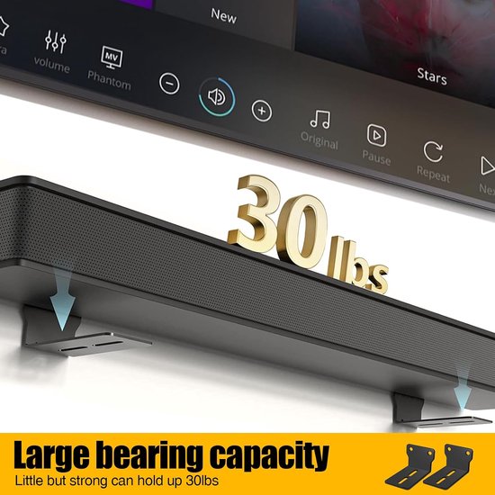 Soundbar-wandhouders, 2 stuks, 9 x 6 x 4,5 cm, luidsprekerhouder, wandhouder, rek op tv, houdt tot 10 kg, met - ShopVlot — afbeelding 2