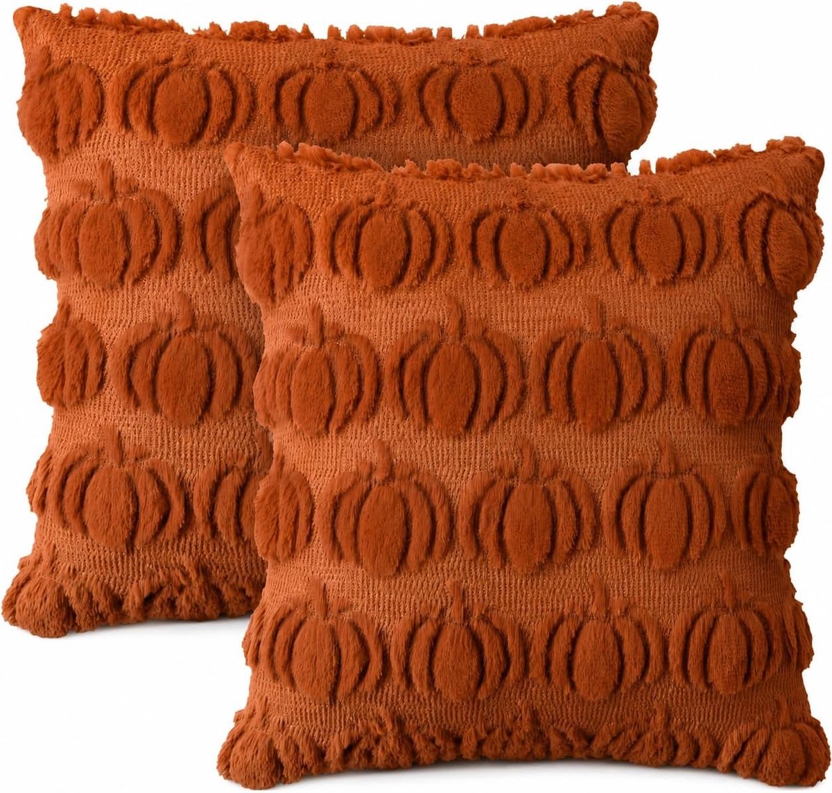 2 Stuks pompoen kussensloop herfstdecoratie 45x45 cm zachte pluche kussensloop voor de woonkamer, bank, slaapkamer - ShopVlot