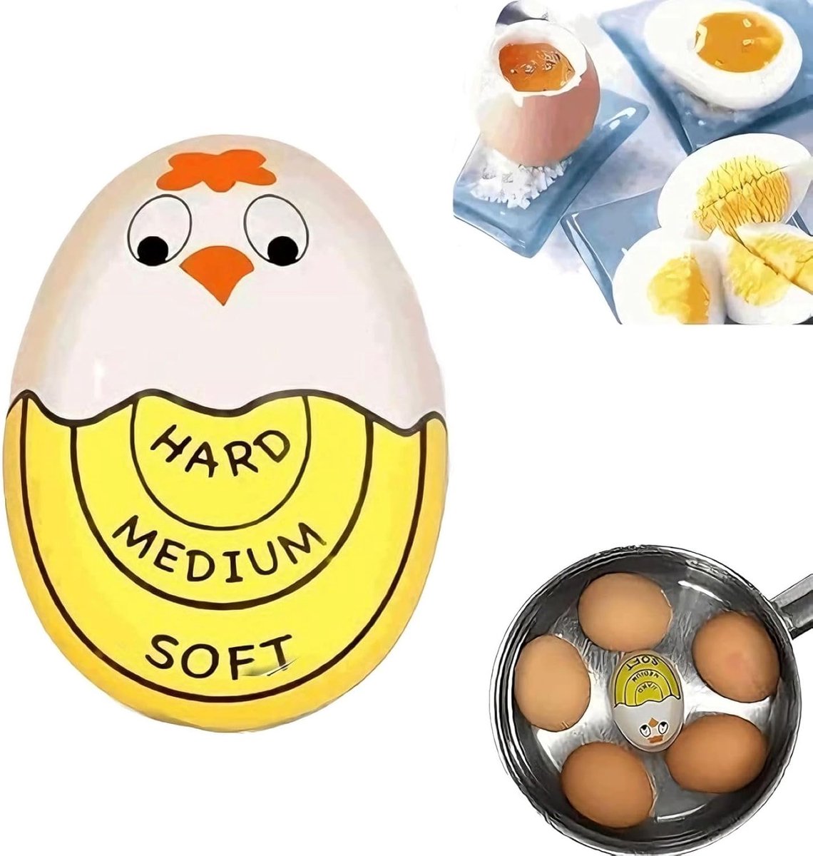 Egg Alarm Clock for Cooking (Hard/Medium/Soft), Reusable, Durable Egg Timer, Heat-Sensitive Colour Changing Eggs Timer - ShopVlot