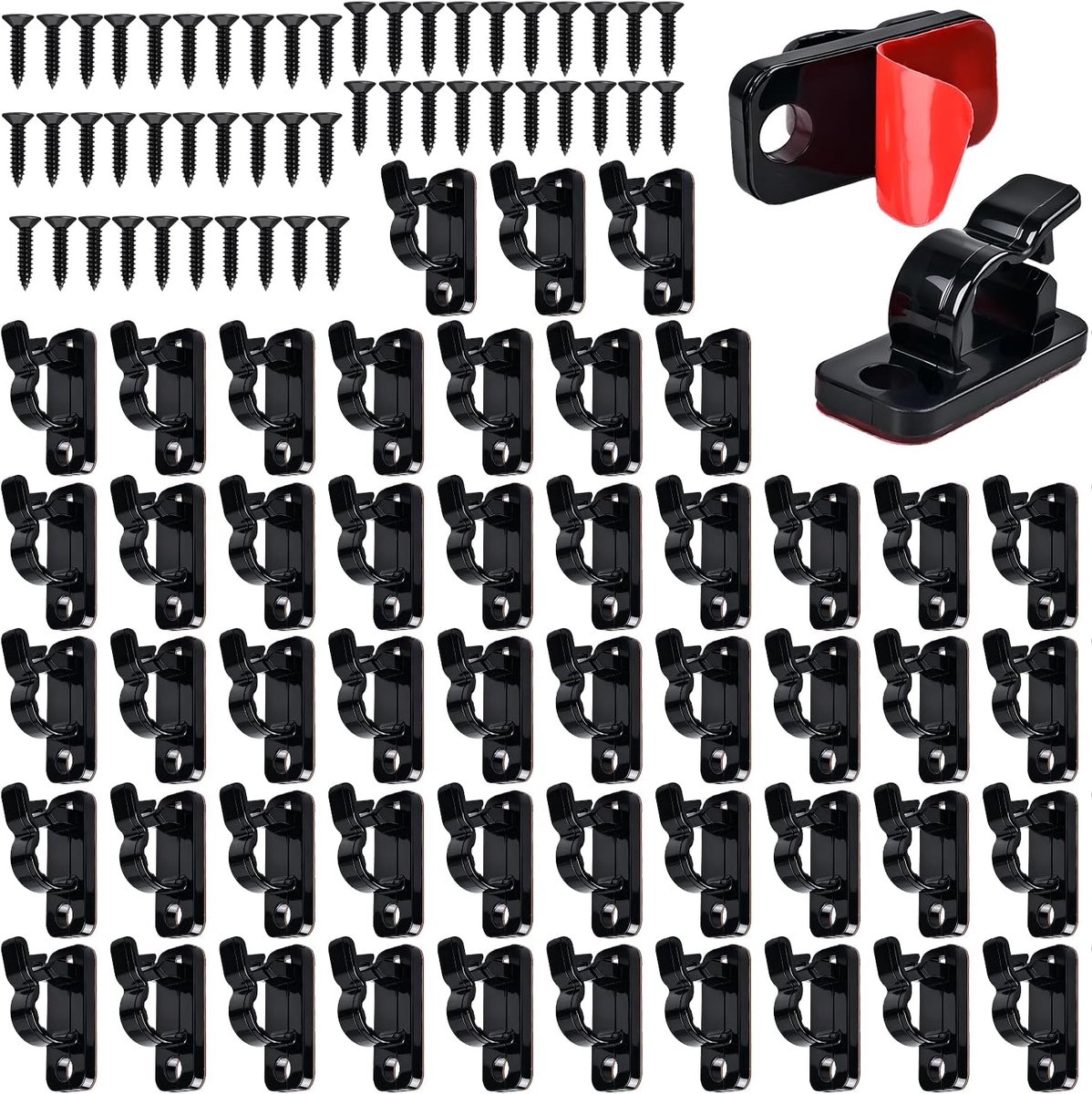 50 Stuks Buitenverlichting Clips, Schroefhaken voor lichtsnoeren, Weerbestendige Kabelclips voor Tuin en - ShopVlot