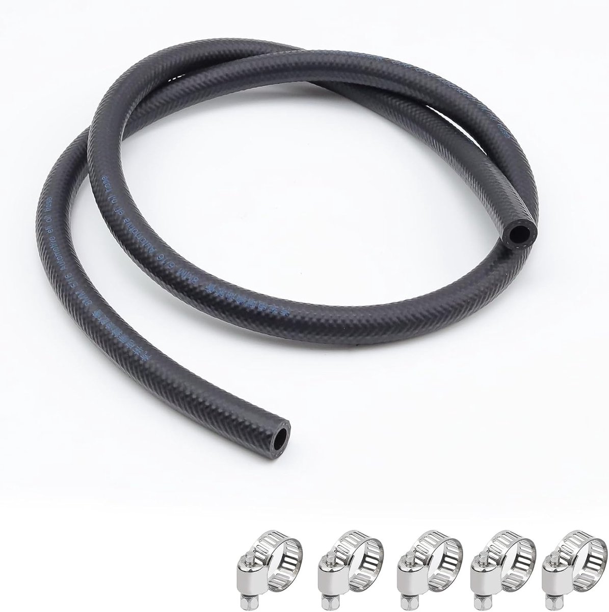SnelShoppen - 1m Brandstofslang, NBR Diesel Slang, Zwarte Brandstofleiding 8mm, met Slangklemmen, Brandstofslang Kit, Binnen Diameter 8mm - voor Auto'