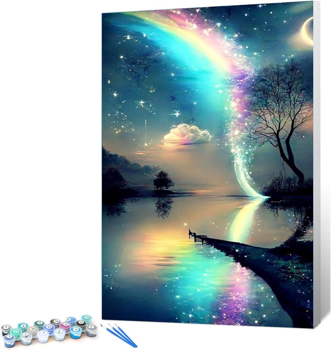HEIBAGO Paint by Number with Frame Landscape, Sea Paint by Number Kits for Adults, Aurora Paint by Number Canvas, DIY - ShopVlot