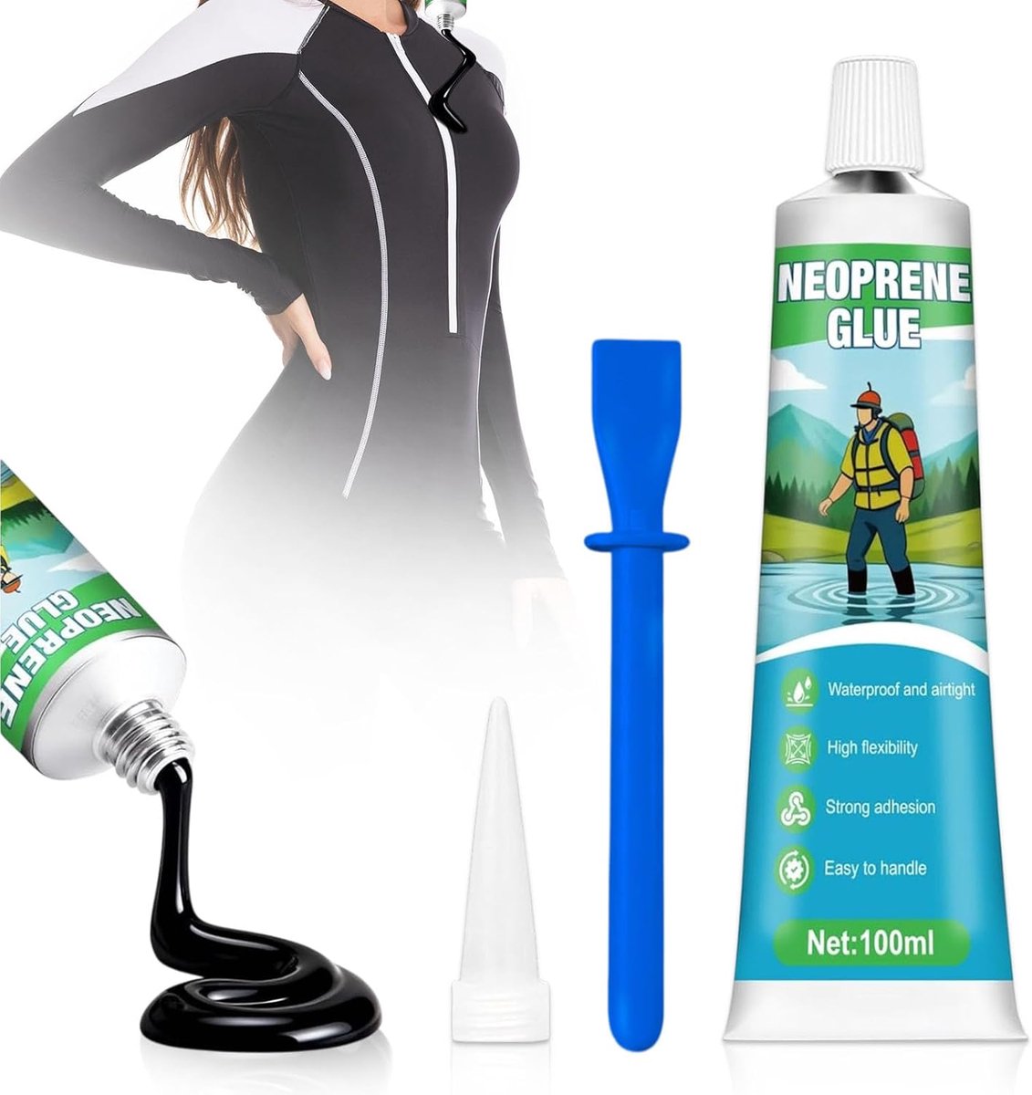 Neopreen lijm, 1 stuk, 100 ml, neopreen reparatieset, waterdicht en sneldrogend, uitstekende hechting en afdichting - ShopVlot
