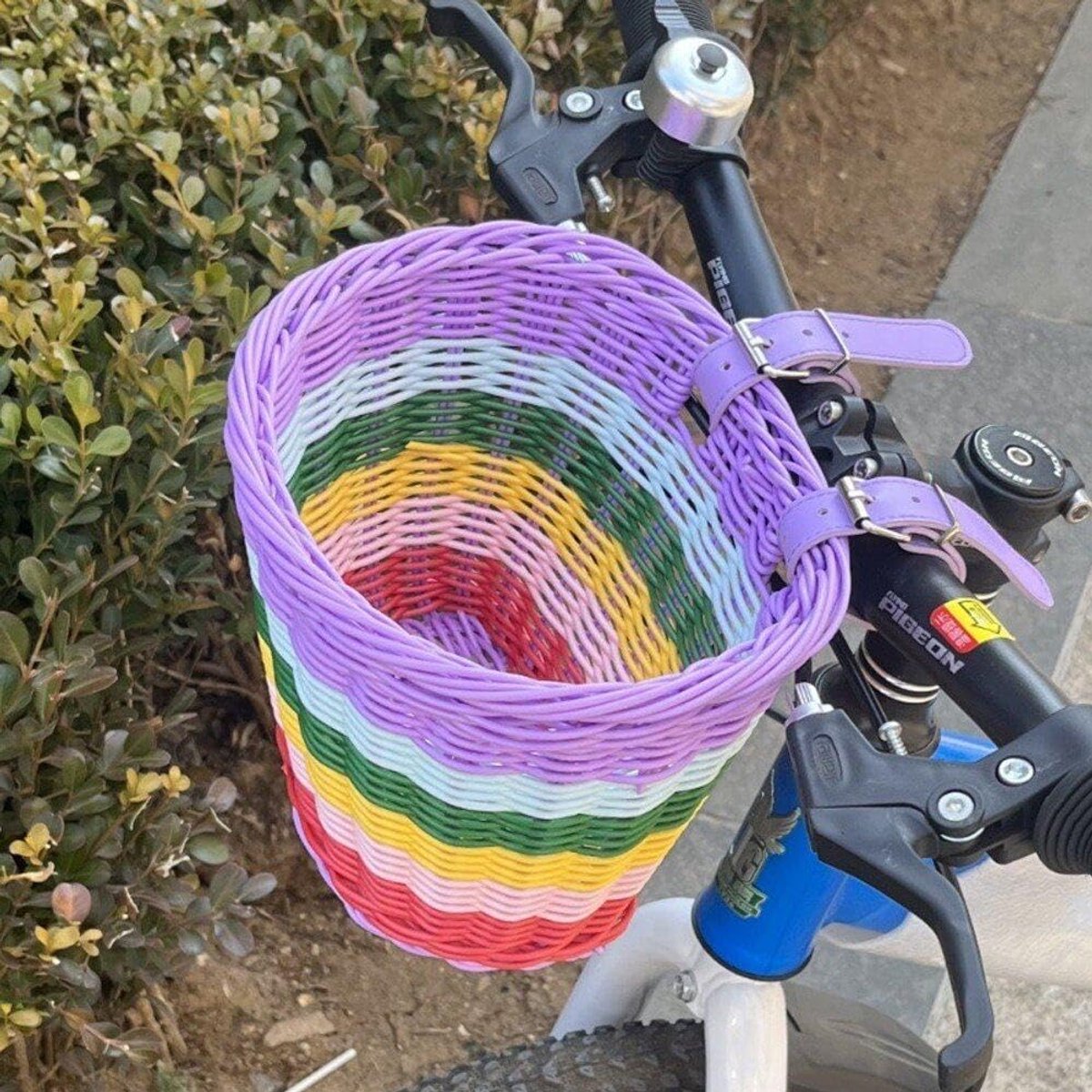 Kinderfietsmand Geweven - Fietsmand Kinderen - Fietsen Opbergen - Handgeweven Wijnstok - 21 x 16 x 16 cm - Meerkleurig