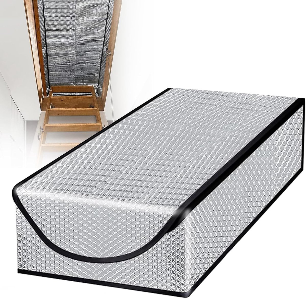 Jalouweekuky Attic Insulation Cover 138 x 63.5 x 28 cm, Insulation Cover with Zip, Aluminium Foil, Roof Hatch - ShopVlot