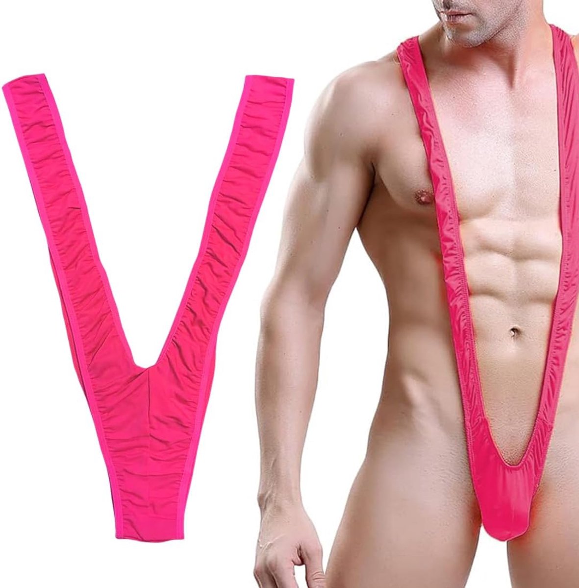 1 Borat Mankini, magentarood, eenheidsmaat, schertsartikel, leuk accessoire, vrijgezellenfeest, zwembadparty - ShopVlot
