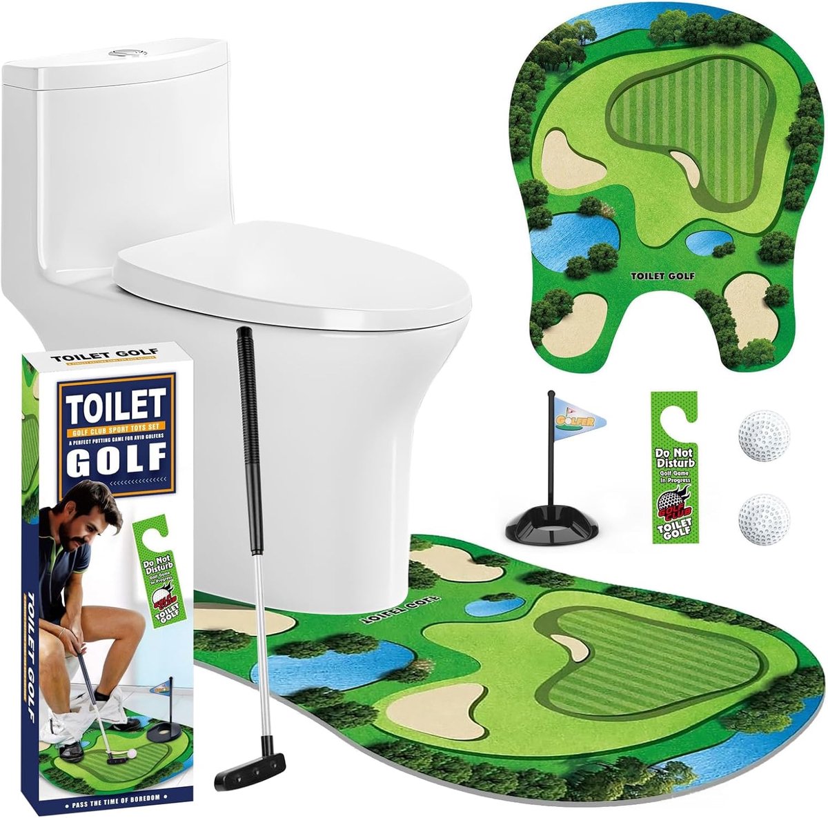 Wvu & Wvo Toilet Golf Gift Set, Mini Golf Game with Rackets and Balls, Toilet Golf Set, Mini Golf for Home, Toilets - ShopVlot